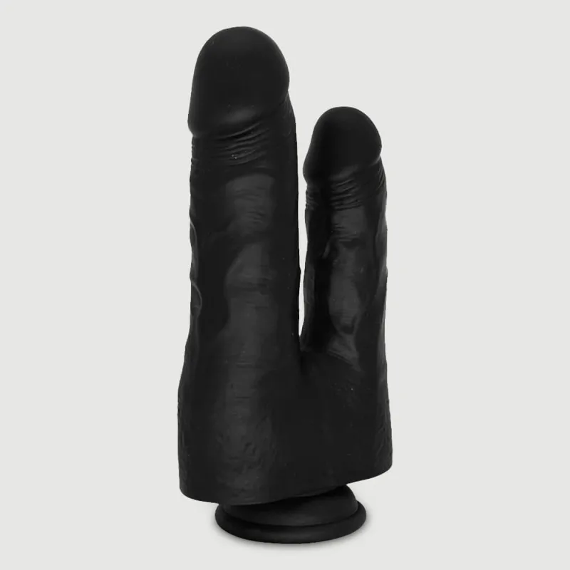 Eric 22 cm Dildo dublu realist din silicon cu ventuză - negru — preț și oferte