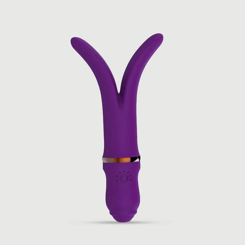 Cuma Premium Vibrator clitoridian din silicon cu 2 vârfuri - Violet — preț și oferte