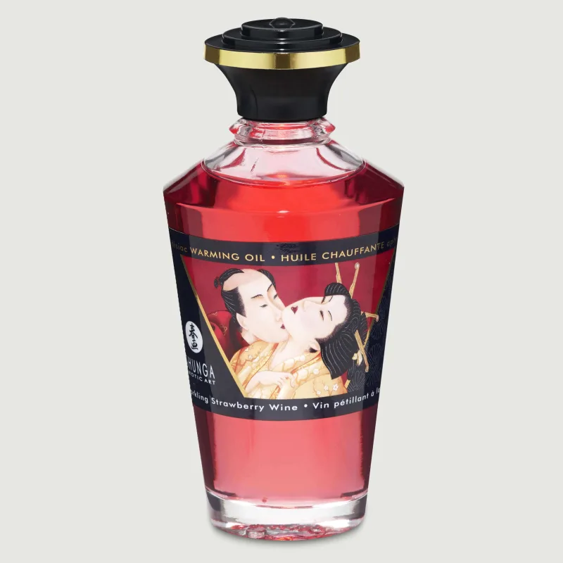 Shunga Aphrodisiac & Kissable Warming Oil Sparkling Wine Strawberry - 100 ml — preț și oferte