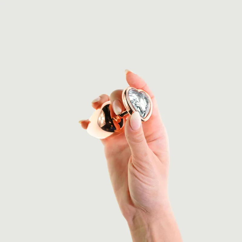 Anal Collection Butt Plug metalic mare cu bijuterie inimă - roz/transparent — preț și oferte