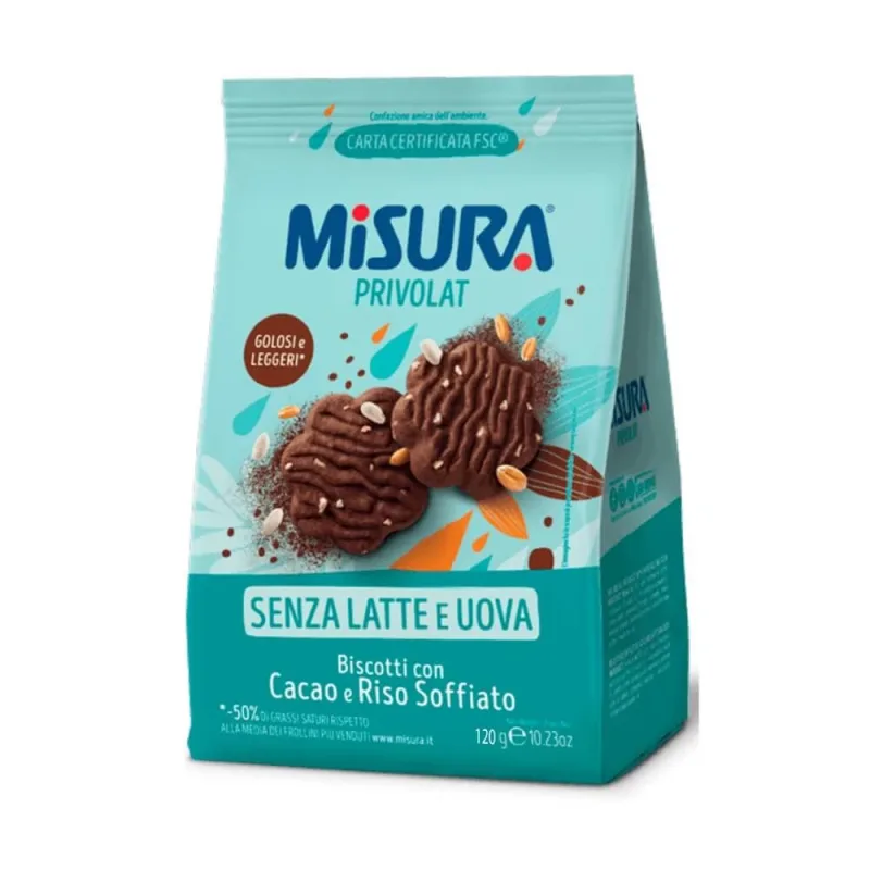 Biscuti cu cacao si orez expandat, 120 g, Misura — preț și oferte