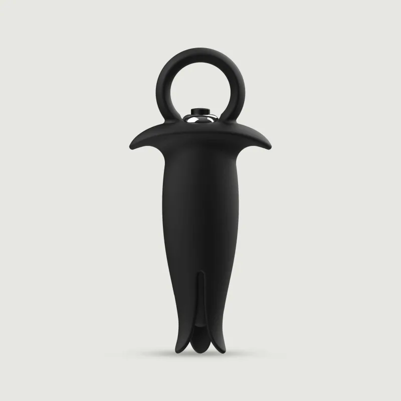 Dop de fund vibrator din silicon cu mâner - negru — preț și oferte