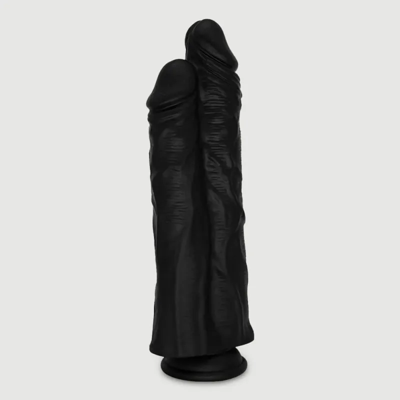 Atlas 26,5 cm Dildo dublu realist din silicon cu ventuză - negru — preț și oferte
