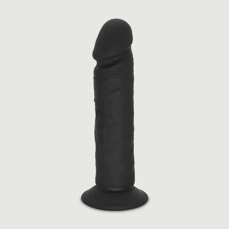 Qubo 23,5 cm Dildo realist din silicon cu ventuză - negru — preț și oferte
