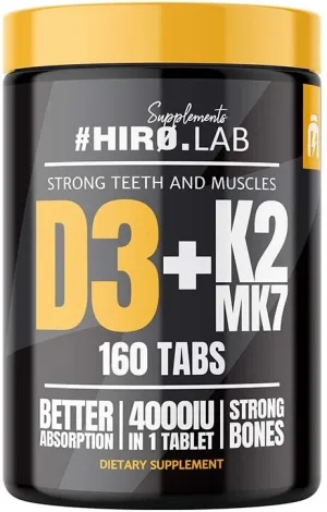 HIRO.LAB Vitamina D3 4000IU + K2 MK7 160 comprimate