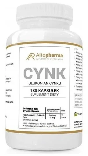 Altopharma Zinc 15mg gluconat de zinc + Prebiotic 180 ...