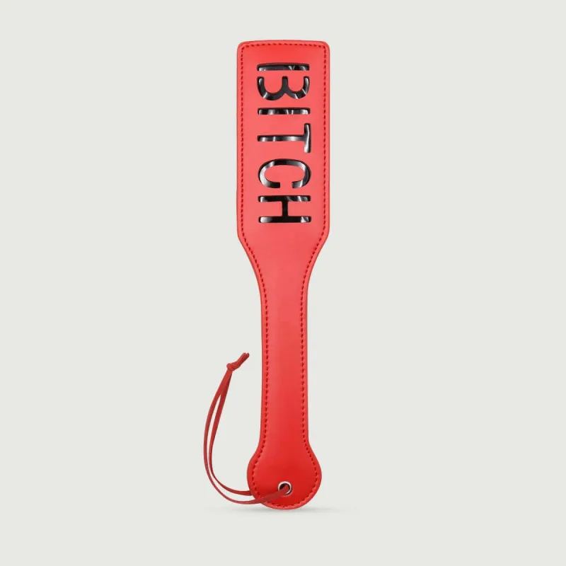 Domme Series Paletă din piele cu decupaj BITCH - Roșu — preț și oferte