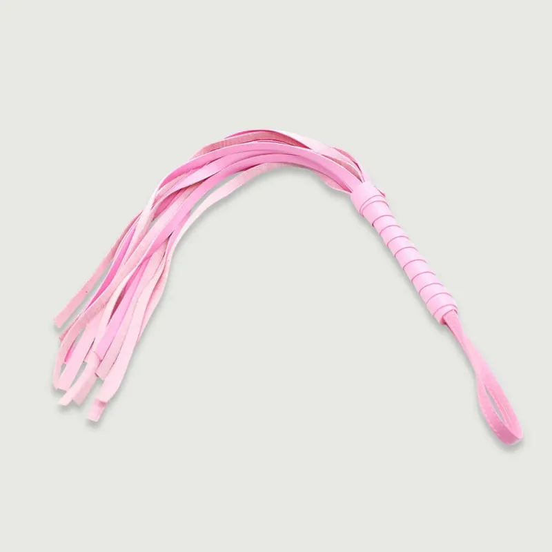 Flogger cu cozi din piele și mâner roz înfășurat - roz — preț și oferte