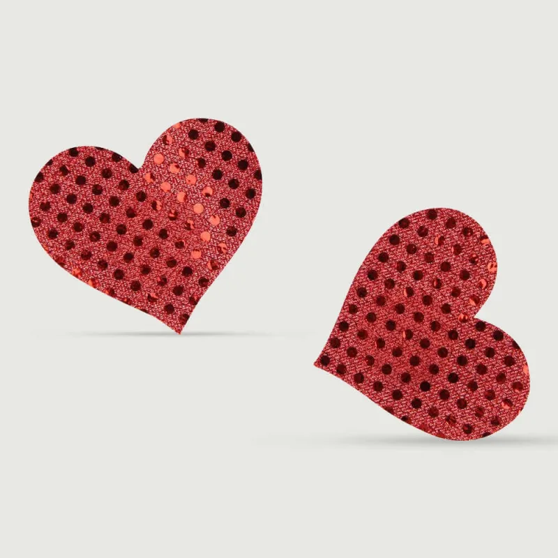 Acoperitor pentru sfârcuri cu paiete Love Heart - roșu — preț și oferte