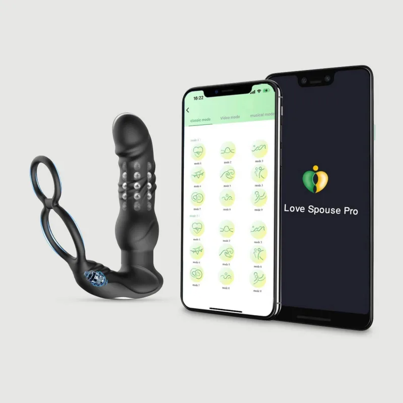 The Boss Silicone Rotating Beads Stimulator de prostată controlat prin aplicație cu inel pentru penis - negru — preț și oferte