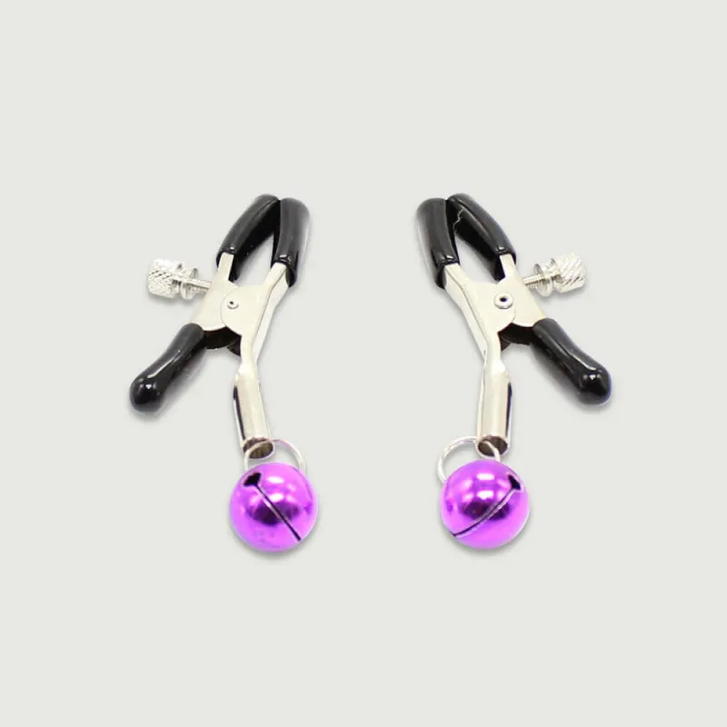 Cleme pentru sfârcuri cu clopoței metalici - argintiu/violet — preț și oferte