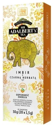 Sir ADALBERT'S Tea Ginger cu ceai negru 20 pliculețe — preț și oferte