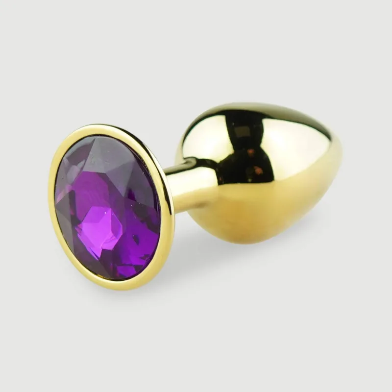 Anal Collection Butt Plug mic de metal cu bijuterie rotundă - auriu/roșu — preț și oferte