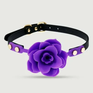 Gag în formă de trandafir cu curea reglabilă - violet