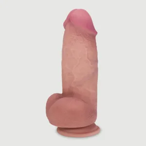 Jake 20,5 cm gros Ultra realist dublu strat silicon Dildo cu bile și ventuză - Carne