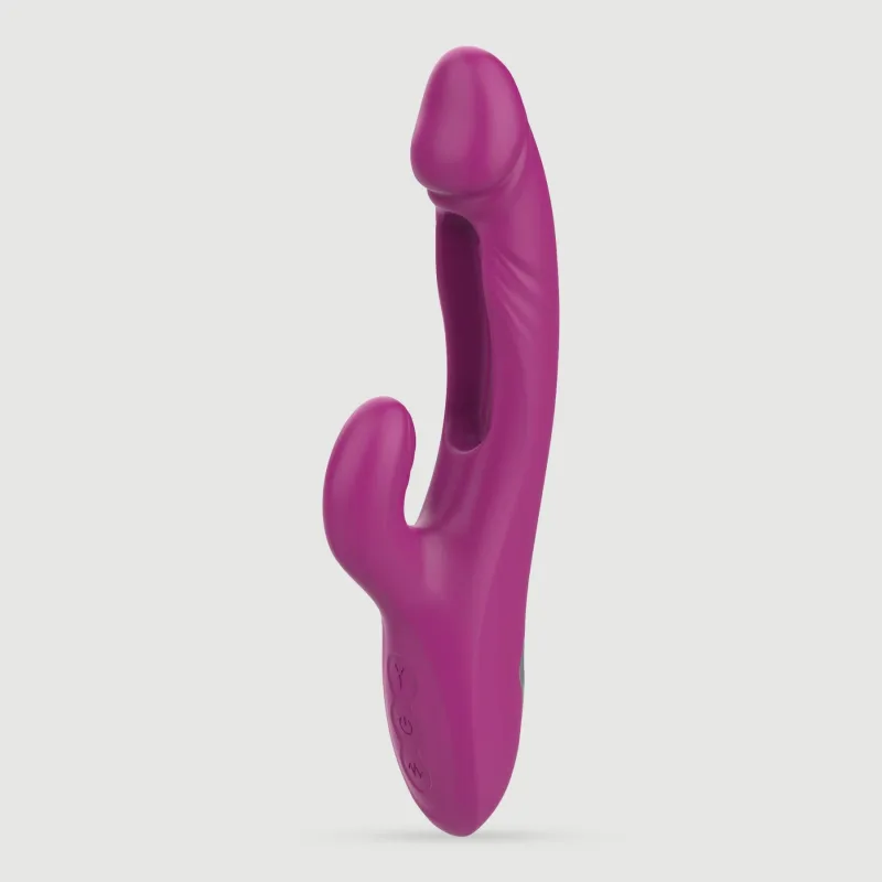 Vibrator cu iepure curbat din silicon cu G-Slapping - roz — preț și oferte