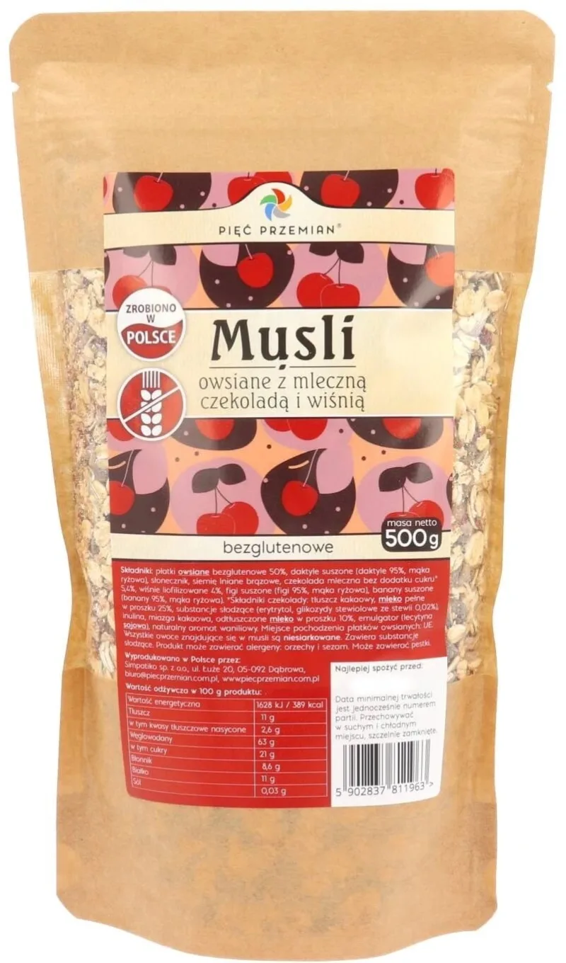 Cinci transformări Muesli de ovăz cu cireșe și ciocolată cu lapte ... — preț și oferte