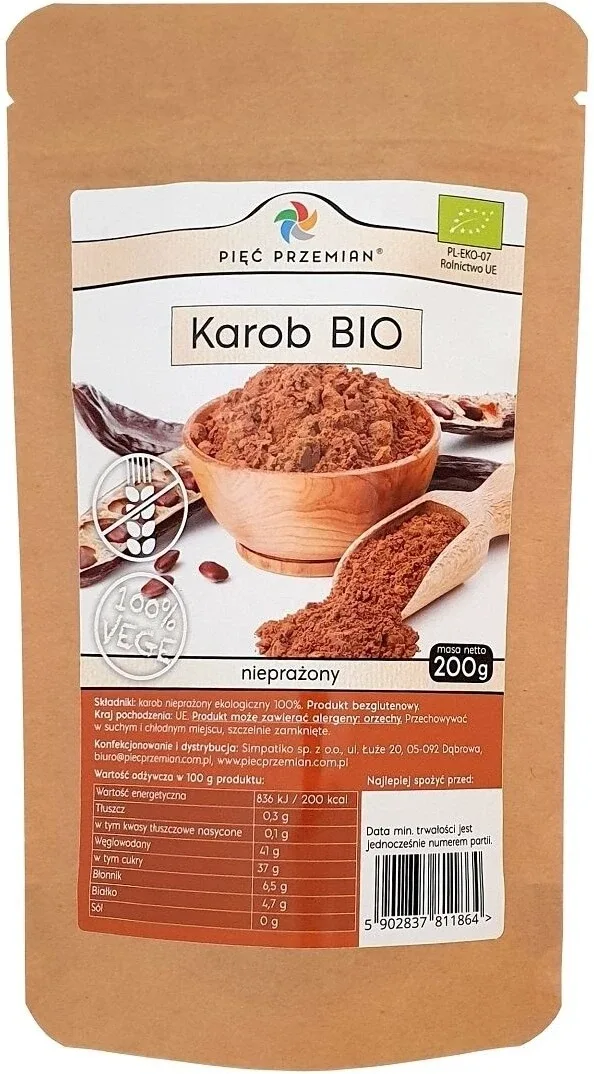 Five Transformations Carob neprăjit BIO 200 g — preț și oferte