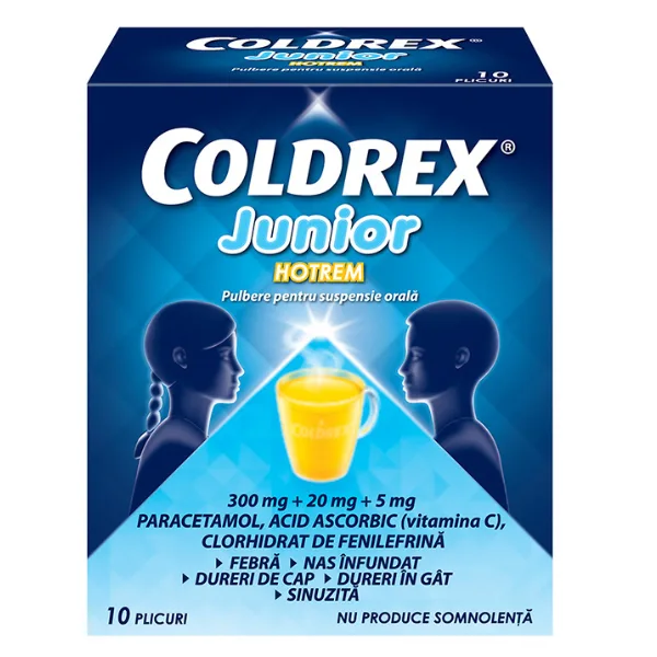 Coldrex Junior Hotrem 300 mg + 20 mg + 5 mg, Perrigo | 10 plicuri — preț și oferte