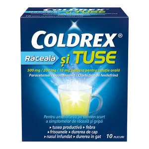 Coldrex raceala si tuse, 500 mg/200 mg/10 mg, Perrigo | 10 plicuri