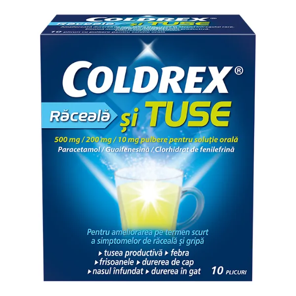 Coldrex raceala si tuse, 500 mg/200 mg/10 mg, Perrigo | 10 plicuri PERRIGO ROMANIA S.R. — preț și oferte
