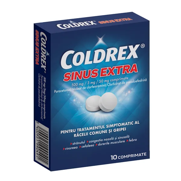 Coldrex Sinus Extra 500 mg/3 mg/50 mg, Perrigo | 10 comprimate SANOSAN S.R.L. — preț și oferte