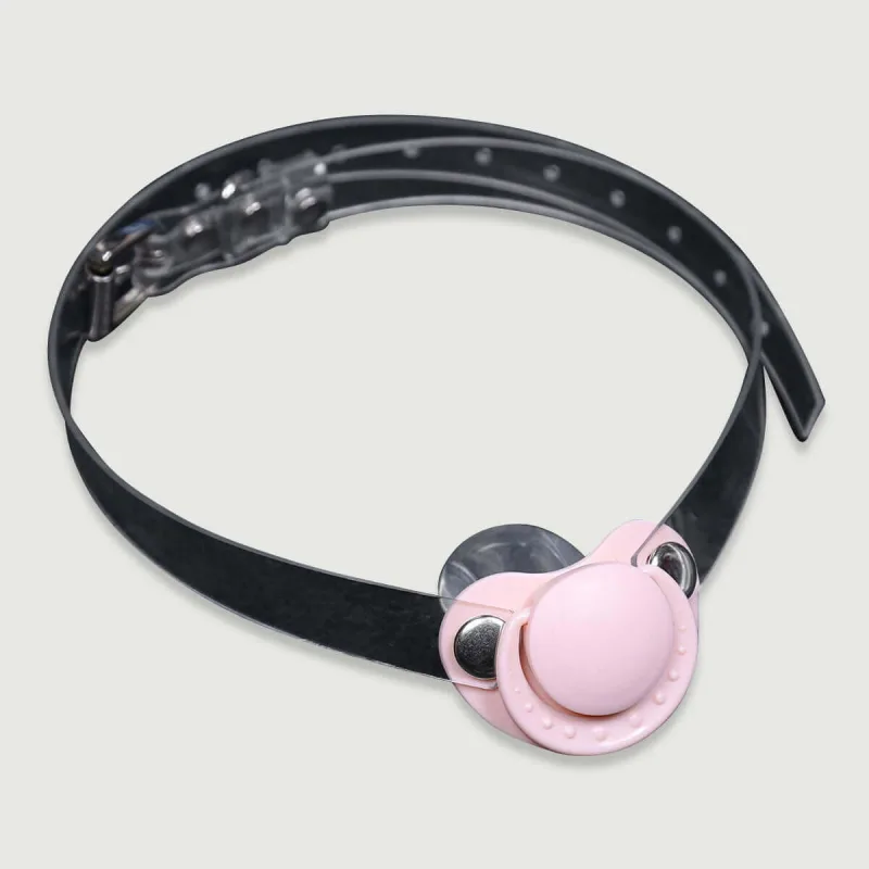Gag stil suzetă cu curea din piele și cataramă metalică - roz — preț și oferte