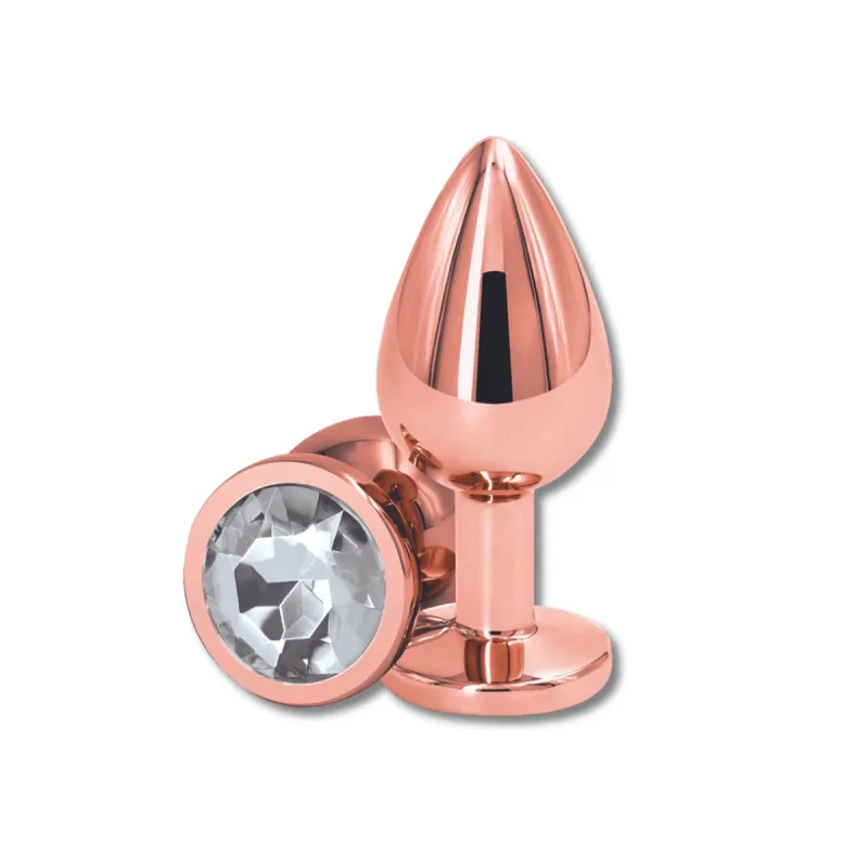 Anal Collection Butt Plug metalic mare cu bijuterie rotundă - roz/transparent — preț și oferte