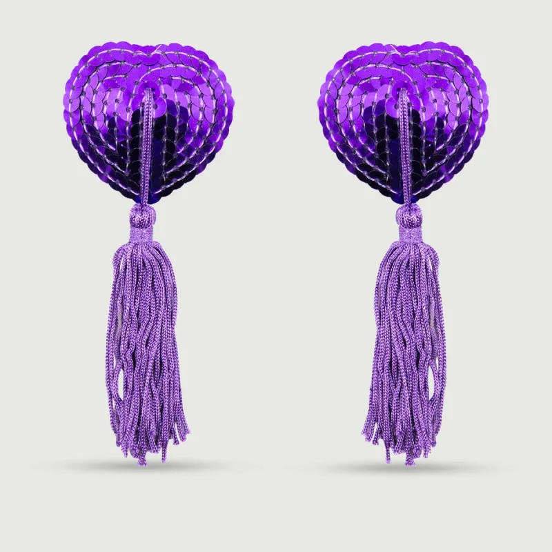 Pasiuni cu paiete pentru sfârcuri cu fundițe - violet — preț și oferte