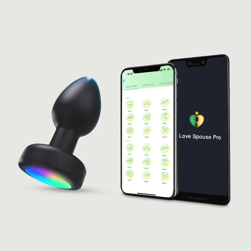 Dop de fund vibrator cu iluminare LED din silicon controlat prin aplicație Luna - negru — preț și oferte