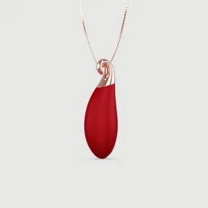 Liquid Silicone Luxury Rose Necklace Mini Vibrator - Roșu