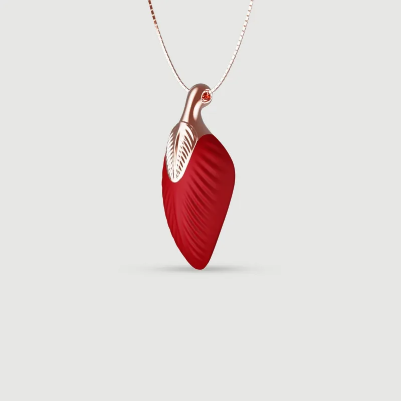 Colier de lux cu pene din silicon lichid Mini Vibrator - roșu — preț și oferte