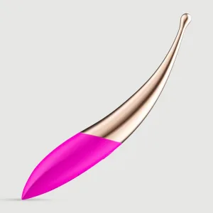 Vibrator clitoridian elegant cu vârf curbat - roz / auriu