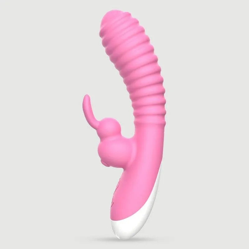 Maya Vibrator cu două motoare pentru iepuri din silicon cu suprafață cu nervuri - roz — preț și oferte