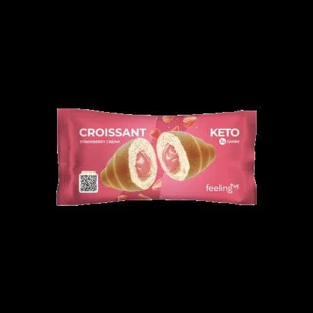 Croissant proteic cu capsuni, 50 g, FeelingOK — preț și oferte