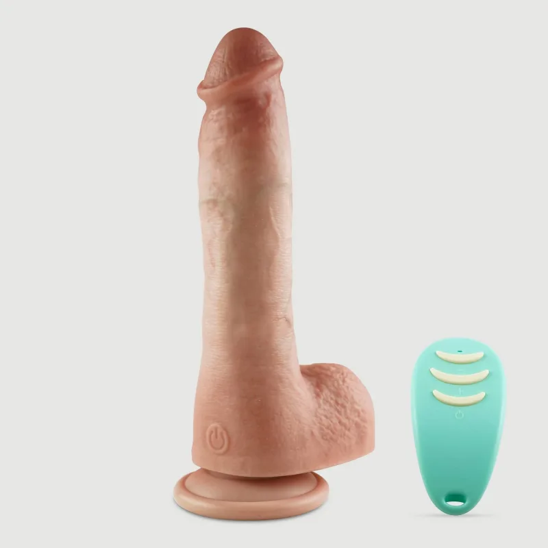 Zarma Thrusting 22 cm Vibrator realist controlat de la distanță din silicon cu bile și ventuză - Flesh — preț și oferte