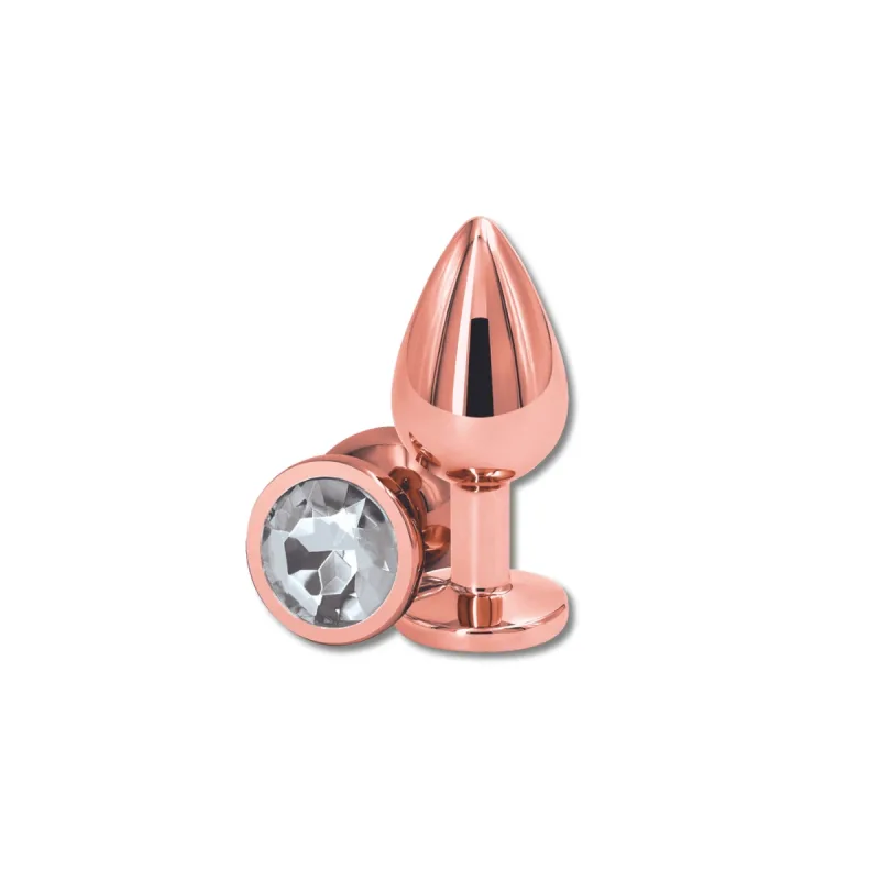 Anal Collection Butt Plug mic de metal cu bijuterie rotundă - roz/transparent — preț și oferte