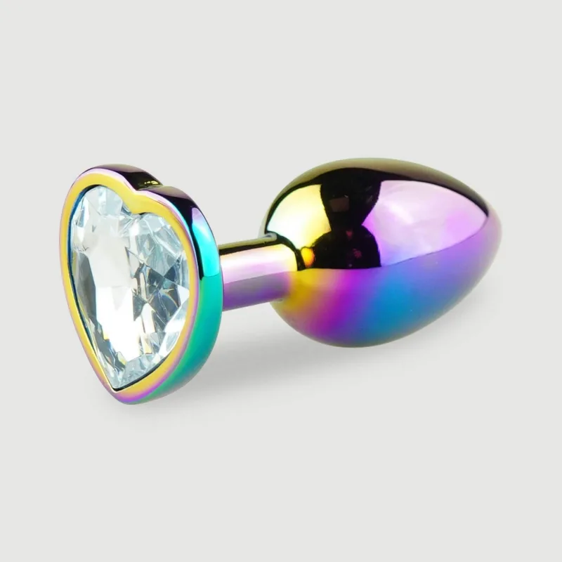 Anal Collection Butt Plug mic de metal cu bijuterie în formă de inimă - Multicolor/Transparent — preț și oferte