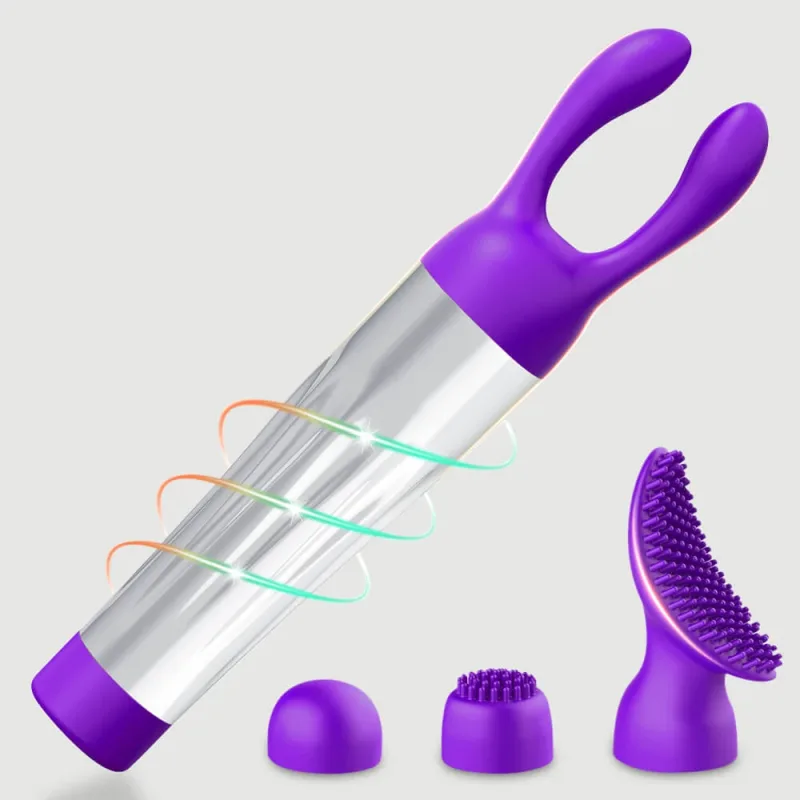 Exis Mini vibrator puternic cu vârfuri interschimbabile din silicon - Violet — preț și oferte