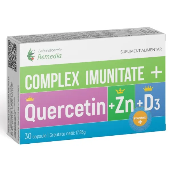 Complex IMUNITATE+Quercetin+Zn+D3, Remedia | 30 capsule Laboratoarele Remedia — preț și oferte
