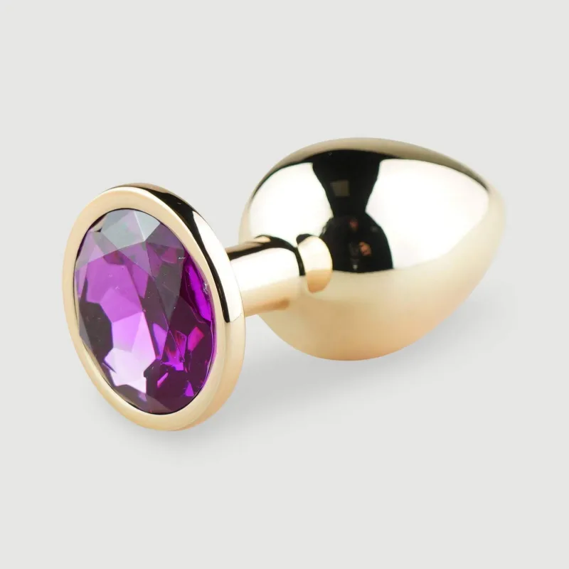 Anal Collection Butt Plug mare de metal cu bijuterie rotundă - roz/violet — preț și oferte