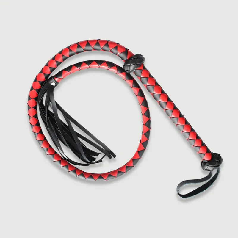 Bullwhip împletit cu model în două tonuri și piele Tassel - Roșu — preț și oferte