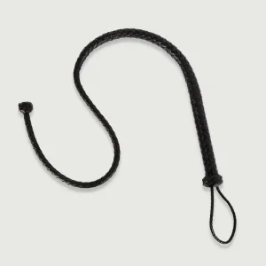Bullwhip bici împletit din piele naturală - negru