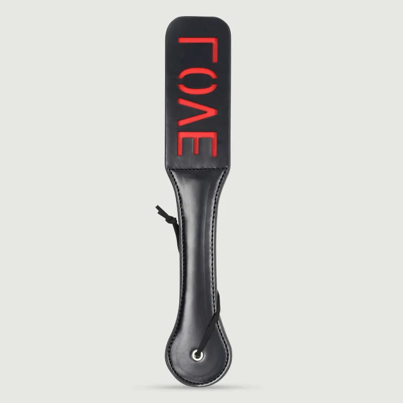Domme Series Paletă din piele artificială cu tăietură LOVE și strat dublu - negru — preț și oferte