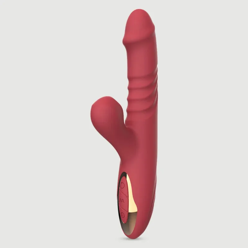 Lusty Premium Thrusting Silicone Rabbit Vibrator cu aspirație clitoridiană - Roșu — preț și oferte
