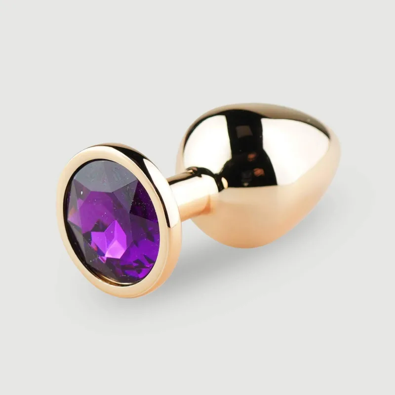 Anal Collection Dop de fund metalic mediu cu bijuterie rotundă - roz/violet — preț și oferte
