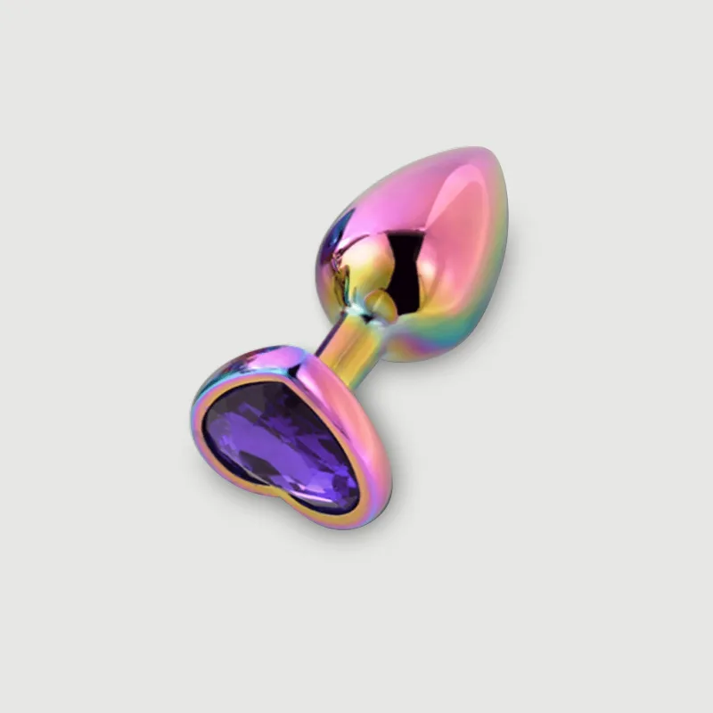 Anal Collection Butt Plug mare de metal cu bijuterie în formă de inimă - multicolor/violet — preț și oferte