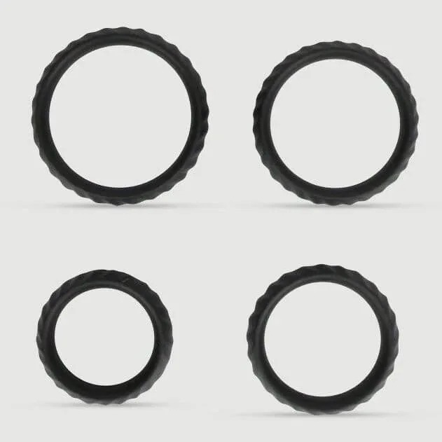 Set de inele flexibile pentru penis din silicon lichid cu nervuri - negru — preț și oferte