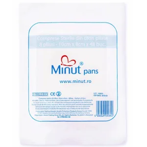 Comprese sterile pliate 10/8 X 48, Minut