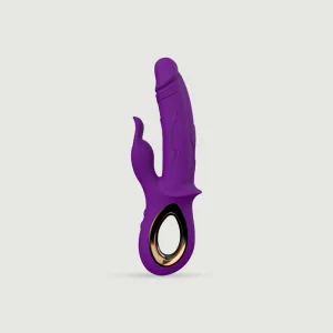 Vibrator siliconic realist de iepure cu gâdilator de clitoris - Violet